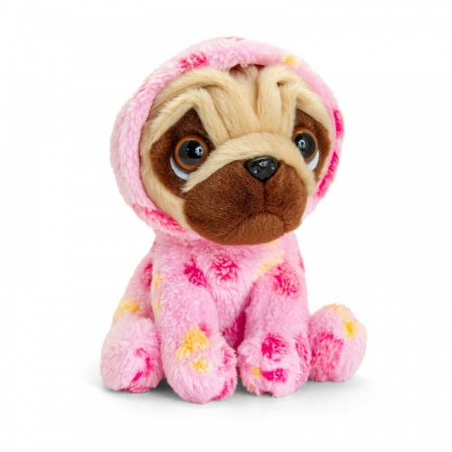 Keel Toys Pugsley Pug Dressed in Pink Outfit 14cm Plush Dog Soft Toy
